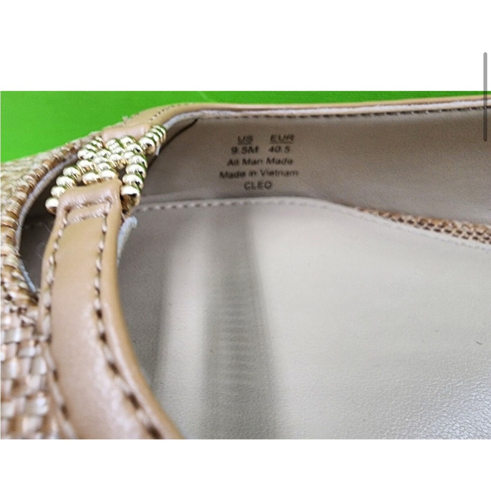 NWT Sam Edelman Cleo Raffia Tan Slingback Flats - Picture 3 of 9